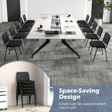 Guest Reception Chairs Set of 5, Stackable Meeting Room Chairs w/Mesh Backrest & Upholstered Seat