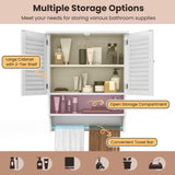 Tangkula Wall Mounted Bathroom Cabinet with Open Shelf & Bar