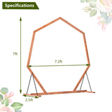 Tangkula 7FT Wedding Arch, Heptagon Wooden Arch for Wedding Ceremony