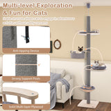 Tangkula Floor to Ceiling Cat Tree, Tall Cat Tower with Adjustable Height (93-107 Inch) for Large Cats