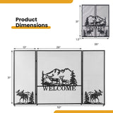 Tangkula 52 x 31 Inch Fireplace Screen, 3-Panel Folding Spark Guard w/Natural Scenery & Moose Pattern