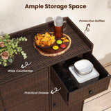Tangkula Rattan Outdoor Storage Cabinet