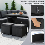 Tangkula 7 Pieces Outdoor Sectional Rattan Sofa Set with Cushions
