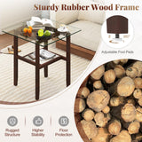 Tangkula Square Glass Side Table