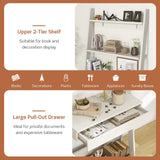 Tangkula Ladder Desk with Countertop & Drawer, Freestanding 2-Tier Ladder Shelf Desk