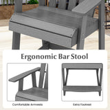 Tangkula Outdoor Bar Stool, HDPE Tall Adirondack Chair with Armrest & Footrest