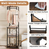 Tangkula Freestanding Coat Rack with 4 Storage Shelves and 6 Hooks