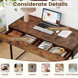 Tangkula Computer Desk with 2 Drawers for Small Space