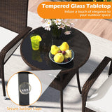 Tangkula 3-Piece Patio Furniture Set with Tempered Glass Top Table and Soft Cushions