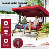 Tangkula 3 Person Porch Swing 2-in-1 Convertible Outdoor Swing with Adjustable Canopy