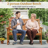 Tangkula 2-Person Patio Bench with Ergonomic Backrest and Armrests