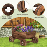 Tangkula Wooden Wagon Planter Box for Patio