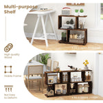 2 Tier Geometric Bookshelf, Freestanding Wood Display Shelf - Tangkula
