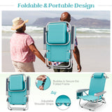 Tangkula 5-Position Lightweight Folding Lay Flat Beach Chairs with Storage Bag