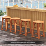 Tangkula Outdoor Wood Bar Stools Set with Round Seat