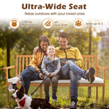 Tangkula Outdoor 3-Seat Wood Bench, 64 Inches Extra Long Acacia Chair w/Seat Cushion