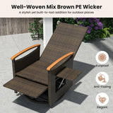 Tangkula Patio Rattan 360 Degree Swivel Recliner Chair, Wicker Lounge Chair w/Adjustable Backrest & Footrest