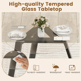 Tangkula Dining Table Set for 2 Small Round Kitchen Table with Tempered Glass Top