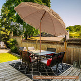 Tangkula 8Ft Tiki Patio Umbrella, Hawaiian Style Outdoor PE Grass Umbrella with Tilt Adjustment