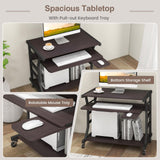 Tangkula Mobile Computer Desk with Keyboard Tray