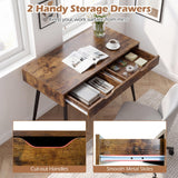 Tangkula Modern Writing Study Desk with 2 Storage Drawers
