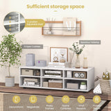 Tangkula White TV Stand for TV up to 55 Inch, TV Console Table with 6 Cubbies, 5 Positions Adjustable Shelves