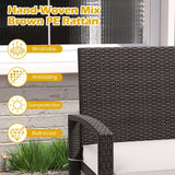 Tangkula Outdoor Rattan Bench 2-Person Patio Loveseat