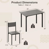 Tangkula Dining Table Set for 4, Retro Kitchen Table and Chairs Set for 4