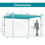 Tangkula 10x12Ft Aluminum Pergola, Patio Pergola with Retractable Sun Shade Canopy, Extra Large Patio Shelter Pavilion