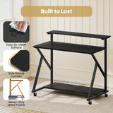 Tangkula 39.5" Mobile Computer Desk with Power Outlets for Home Office Bedroom
