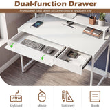Tangkula Computer Desk with Dual-use Drawer & Keyboard Tray