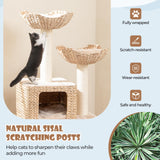 Tangkula 48 Inch Multi Level Cat Tower with Sisal Scratching Posts