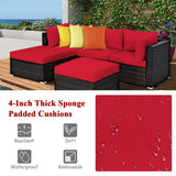Tangkula 5 Piece Patio Furniture Set, Outdoor Sectional Rattan Sofa Set