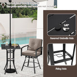 Tangkula 25" Outdoor Square Bar Table with 1.57" Umbrella Hole
