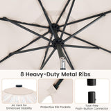 Tangkula 9 FT Solar Patio Umbrella with 32 LED Lights