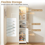 Tangkula Tall Narrow Freestanding Bathroom Storage Cabinet with Lights and Remote (1/2)