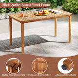 Tangkula Rectangular Outdoor Dining Table with Slatted Tabletop