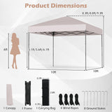 Tangkula 10x10 FT Pop Up Canopy with 8 Stakes for Beach Party Event Camping