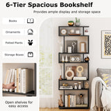 Tangkula 6-Tier S Shaped Bookcase 64" Tall Modern Geometric Bookshelf