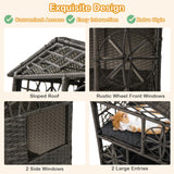 Tangkula 2-Story Rattan Cat House with Removable Soft Cushions