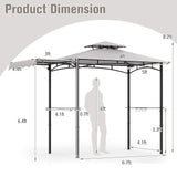 Tangkula 11 x 5 FT Grill Gazebo with Side Awning, 2-Tier Barbecue Gazebo with 2 Shelves, 12 Hanging Hooks