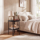 Tangkula 2-Tier Round Side End Table for Small Space
