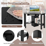 Corner Computer Desk with Smooth Keyboard Tray for Small Space - Tangkula