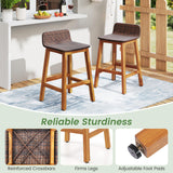 Tangkula Solid Acacia Wood Bar Stools Set of 2/4