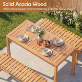 Tangkula Outdoor Acacia Wood Dining Table for 4-6