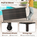 Tangkula Rattan Deck Box, 85 Gallon Storage Container with Waterproof Liner, Wheels & Gas Strut