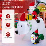 Tangkula 7.5 FT Christmas Inflatable Polar Bear, Blow up Santa Claus Riding Bear with Penguin, Gift Bags & Gift Box