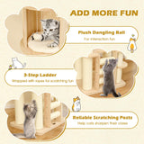 Tangkula Multi Layer Wood Cat Tower with Scratching Posts