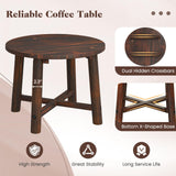 Tangkula Patio End Table with Solid Wood Structure