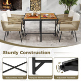 Tangkula Outdoor Rectangular Table and Chairs with Acacia Wood Tabletop